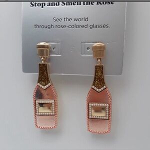 SugarFix By Baublebar Stop and Smell the Rosé Pink Wine Bottle Drop Earrings NWT